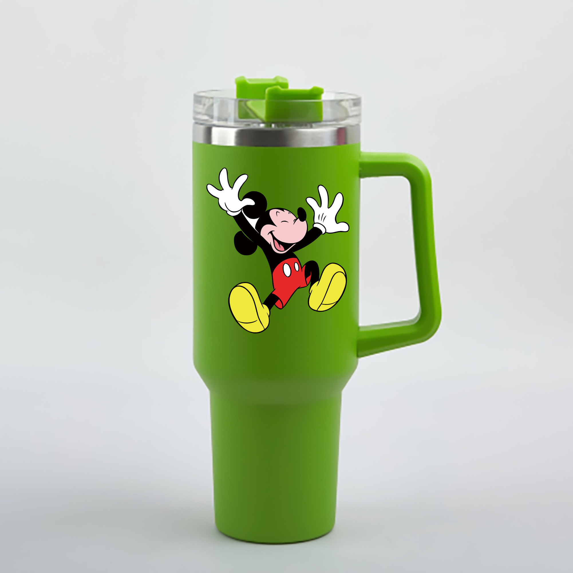 （画像用） ミッキーマウス Mickey Mouse 1200mL車用タンブラー - クリスタルステッカー（プラスチックストロー付き）
